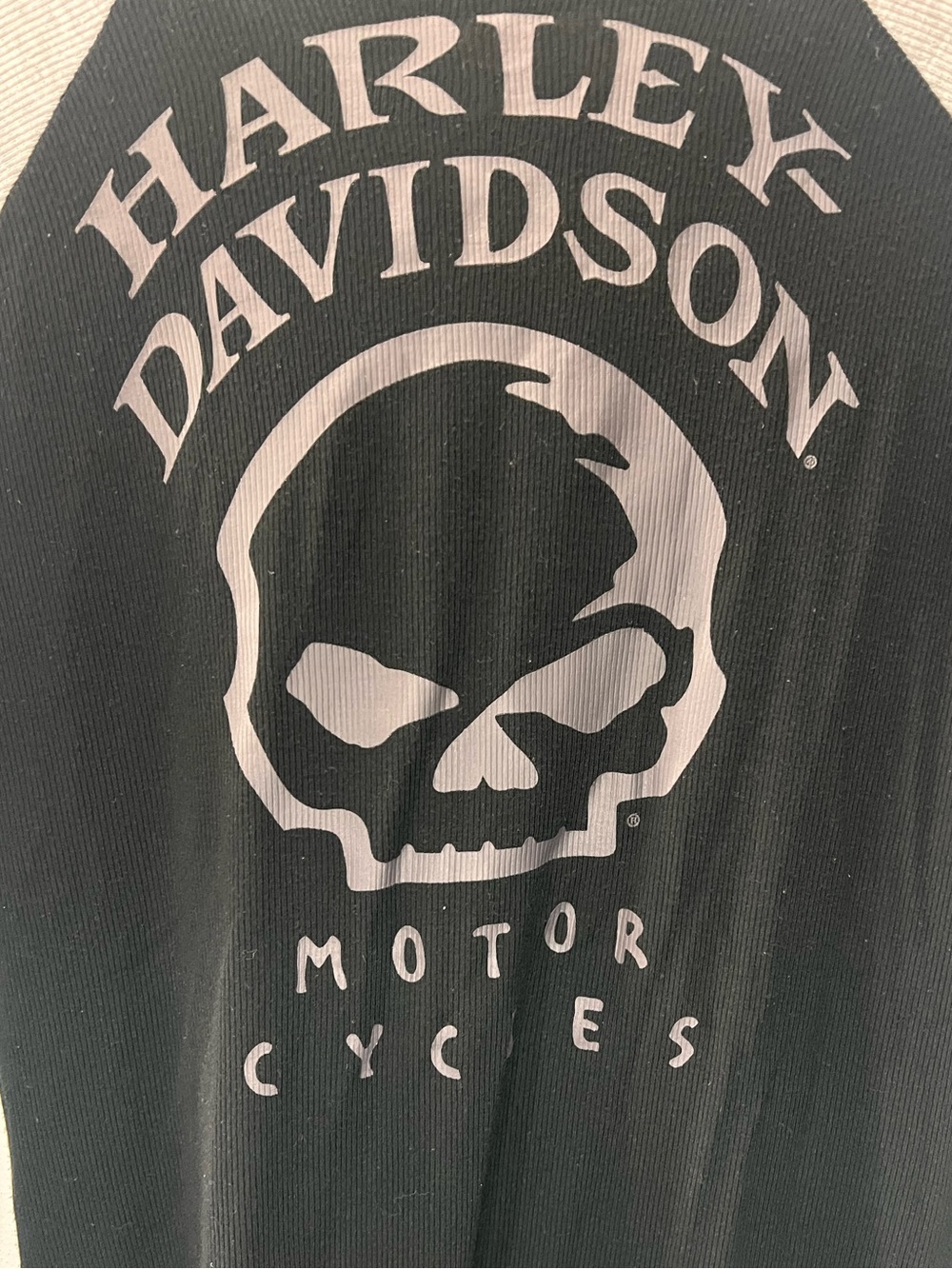 Harley-Davidson Women’s Gray Skull Tie Front Long Sleeve Henley Shirt Size S